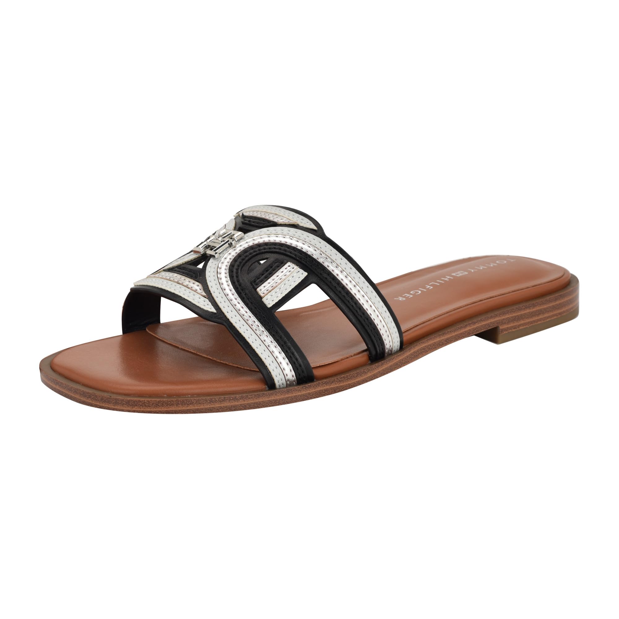 Tommy Hilfiger Women’s Tressi Sandal, Black/Silver 001, 5.5