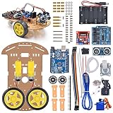 VKmaker New Avoidance tracking Motor Smart Robot Car Chassis Kit Speed Encoder Battery Box 2WD Ultrasonic module with tutorial CD