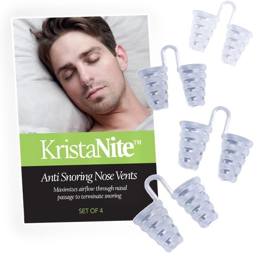 KristaNite™ Anti Snoring Nose Vents - Advanced Anti Snore Device – Instant, Natural, And Comfortable Snore Stopper Nose Vents - Set Of 4 Different Sized Vents With Travel Case