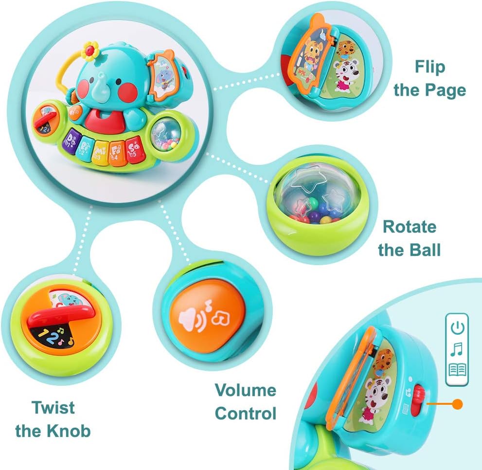 iPlay, iLearn Baby Music Elephant Toys, Toddler Electronic Learning Sensory Toy, Musical Piano Keyboard W/ Lights Sounds, Infant Birthday Gift for 6 9 12 18 24 Months, 1 2 Year Olds Kids Boys Girls: Toys & Games