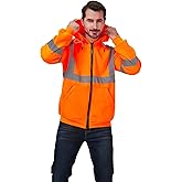 shnmorun High Visibility Safety Hoodie, Reflective Workwear Sweatshirt, Warm Breathable Work Jacket for Men, Zip-Up