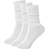 COZYOFFI Scrunch Crew Socks for Women: Cotton Vintage Slouch Boot Socks with Cushioned for Gym 3 Pack Size 6-11
