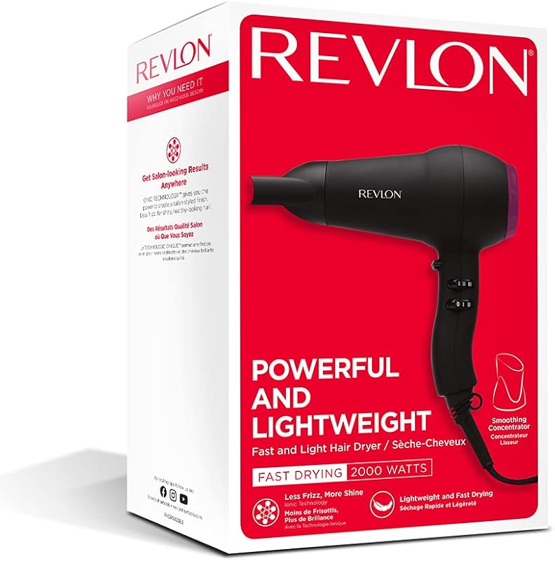 Asciugacapelli veloce e leggero RVDR5823, 2000W colore nero