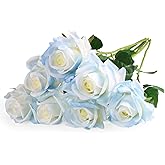 Eyamuno 7pcs Artificial Rose Fake Flowers Long Stem Fake Silk Real Touch Roses for DIY Wedding Party Table Centerpiece Home Decor