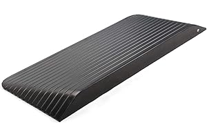 ScinoTec 4" Rise Solid Rubber Power Wheelchair Threshold Ramp Doorway (4" Rise, 1 Pack-Black)