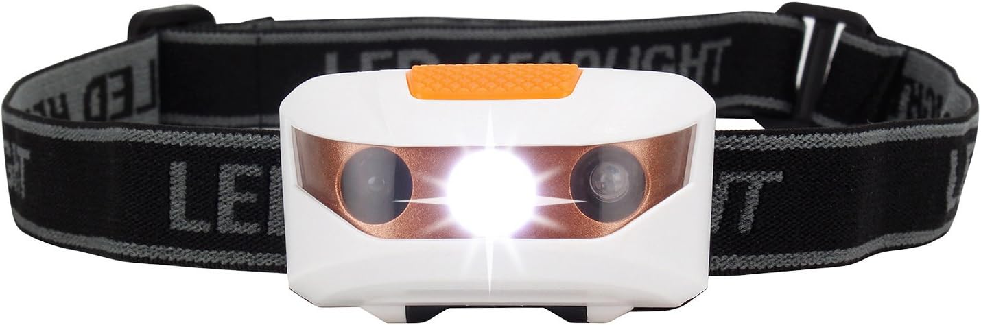 TinyBrite LED Headlamp for Trekking Waterproof Headlamp Torch with 4 Lighting Modes Including Sensor On/Off