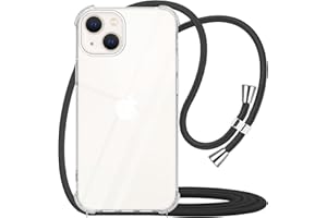 YESPURE Clear Case for iPhone 13,iPhone 13 Crossbody Case 6.1 inch,Phone Case for Women Girls Soft Slim TPU Shockproof Protective Cover for iPhone 13 with Adjustable Lanyard Strap - Black