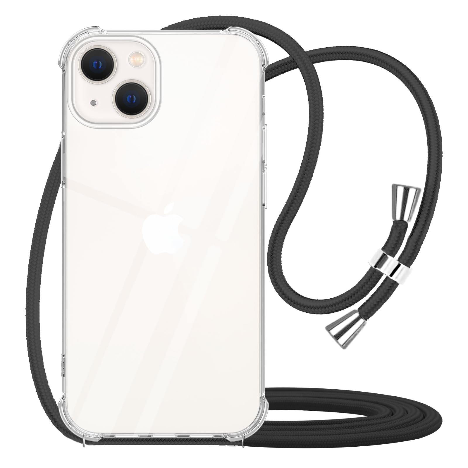 YESPURE for iPhone 13 Lanyard Strap Case Adjustable Cord Neck Shoulder Crossbody Clear Mobile Phone Cover Durable Soft Slim Fit Cover Women Shockproof Phone Case for iPhone 13 - Black
