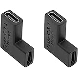 QIANRENON 90 Degree USB Type-C Female to Female Adapter, USB C 3.1 Right Angle Data Transfer Connector 20Gbps for Laptops, Ta