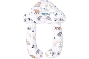 Tuyedoqe Adjustable Toddler Pillow, Portable Baby Travel Pillow, Baby Head Pillow, Soft and Breathable Ergonomic Design Neck Pillow (Panda)