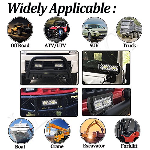 LED Light Bar,7 Inch 2PCS LED Flood Light Pods Work Light Bar LED Pod Lights Spot Beam Driving Fog Lights Triple Row Cubes Lights for Jeep Off-road Truck Boat