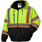 SKSAFETY Hi Vis Safety Bomber Jacket for Men, High Visibility Winter Coat | ANSI/ISEA 107 Class 3, Waterproof PU-coated 300D Oxford, 360&deg; reflective strips, bomber jacket for cold-weather construction