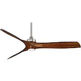 Minka-Aire F853L-BN/DK Aviation 60 Inch Ceiling Fan with LED Light and DC Motor in Brushed Nickel Finish and Distressed Koa B