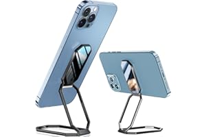A-LuGei 𝗙𝗼𝗹𝗱𝗮𝗯𝗹𝗲 & 𝗔𝗱𝗷𝘂𝘀𝘁𝗮𝗯𝗹𝗲 Phone Ring Holder Stand, Adhesive Cell Phone Grips, Phone Kickstand for Desk, Cell Phone Holder for Hand, 360° Rotation Metal Ring for Back of iPhone