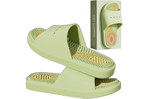 MOTTLED SKY Acupressure Massage Slippers Acupressure Foot Massager Shoes Reflexology Sandals Gift for Men Women Reduce Feet Neuropathy Pain Relief and Tension (Green,US Women 8-9/ Men 6.5-7.5)