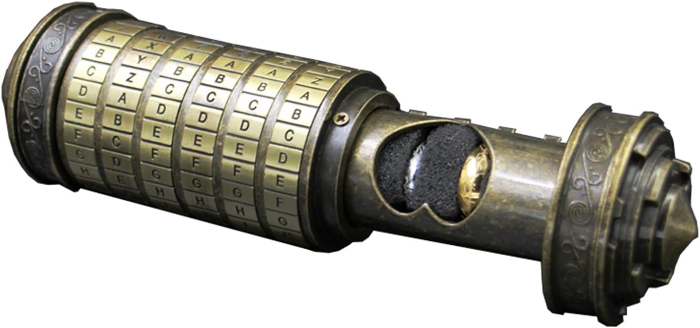 MAFAGE Da Vinci Code Mini Cryptex Valentine's Day Retro Alphabet Lock Box with 2 Ring for Birthday Valentine Gift