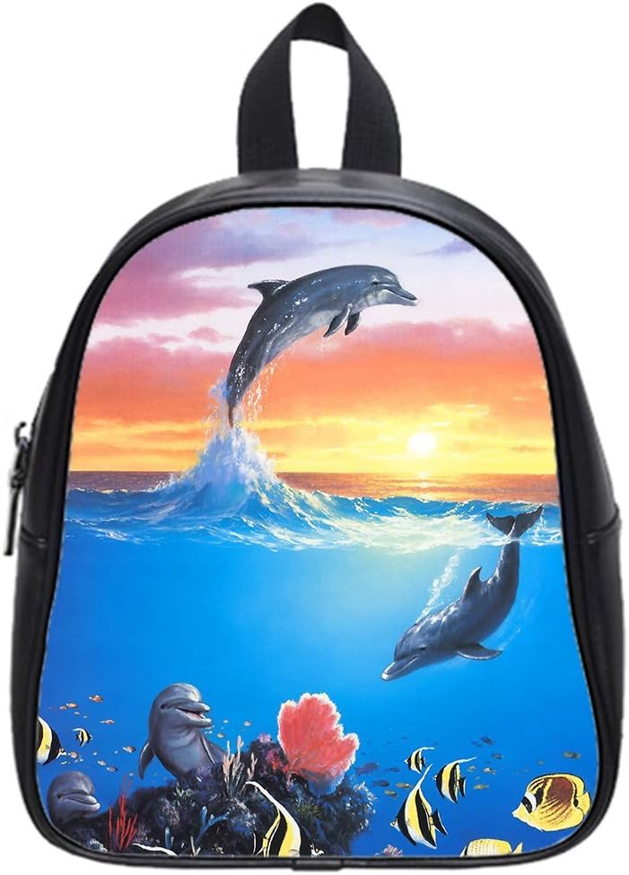 JIUDUIDODO Custom Multifunctional PU Leather Dolphin School Bags Backpacks Outdoor Bags Travel Bag (Medium)
