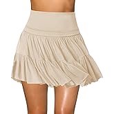 Women's Mini Skirt Skort Flowy Pleated High Waisted Ruffle Tennis Skirts for Women Athletic Skater Golf with Shorts Pockets