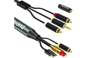 DUOYUTING Digital to Analog 3.5mm AUX Audio Cable, Coaxial to RCA Adapter, All-in-one D/A Audio Converter, for TV/PS4/Xbox/DVD SPDIF/TOSLINK/Optical Port to Sound Box Amplifier Headphones 10FT