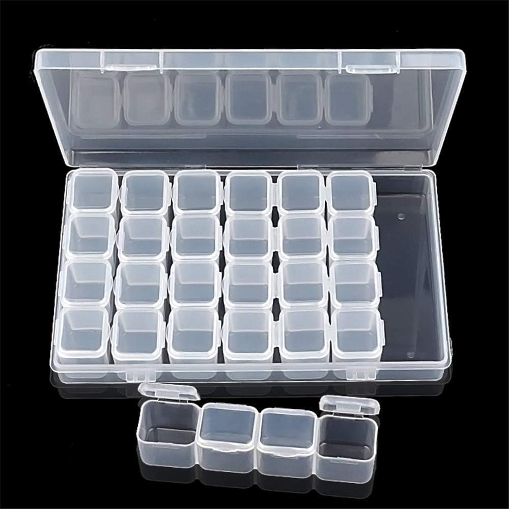 Rhinestones Storage Box, 28 Grids Clear Acrylic Nail Art Tips