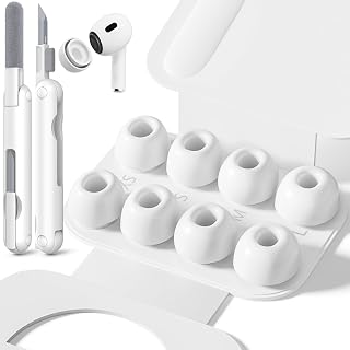 Inesore 4 Pairs Replacement Ear Tips for AirPods Pro 2nd/1st (White) | (2019/2022/2023) with Noise Reduction Hole & Built-in