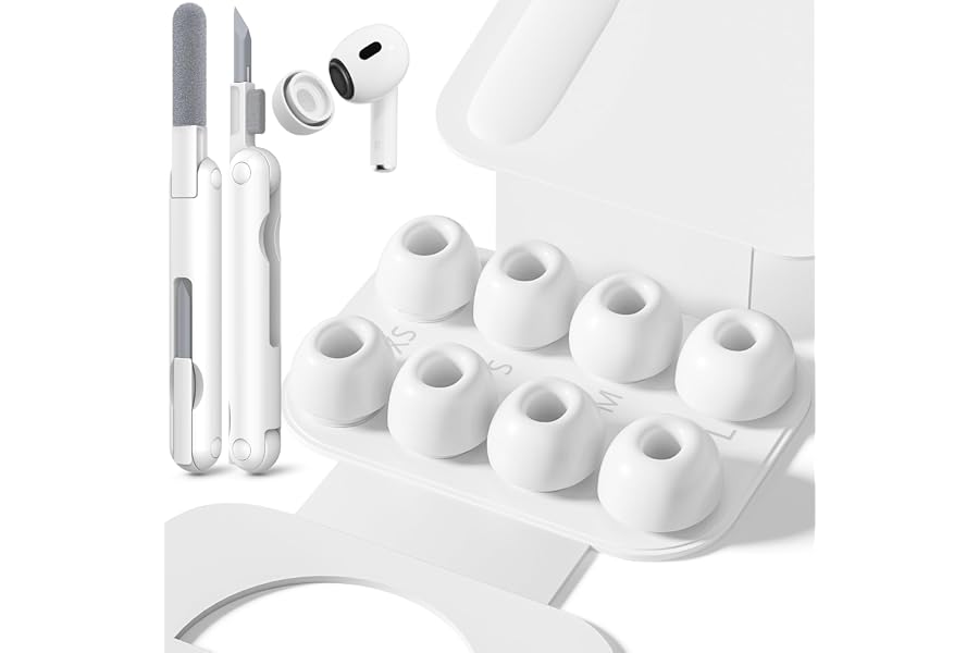 Inesore 4 Pairs Replacement Ear Tips for AirPods Pro 2nd/1st (White) | with Noise Reduction Hole & Built-in dust Guard Screen