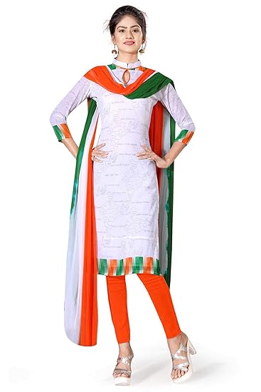 Uniform Sarees Tiranga Poly Georgette Salwar Kameez(Tricolour_free size_694/2019)
