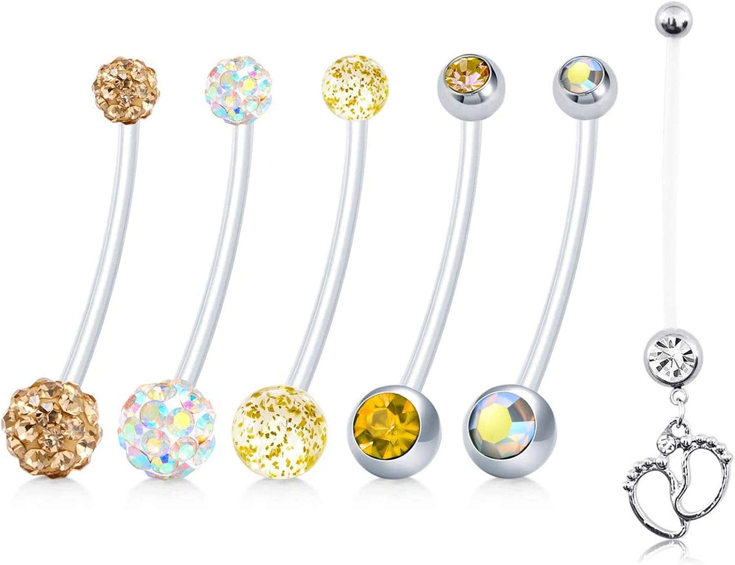 henyangsh Long Belly Button Rings Navel Retainer Body Piercing 14g
