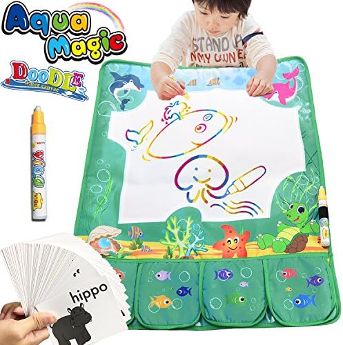 SIXONE Aqua Doodle Mat 6 Color Drawing Pad Water Painting Writing Educational Learning Toys Doodle Flash Learning Cards Kids Board Pad Developing Learning Toys Birthday Gift for Boys Girls Toddlers