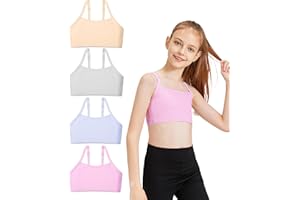 Sascina Girls Training Bras 7-12 Crop Cami Sports Bras First Bra with Adjustable Straps - No Pads, Chest Double Lined