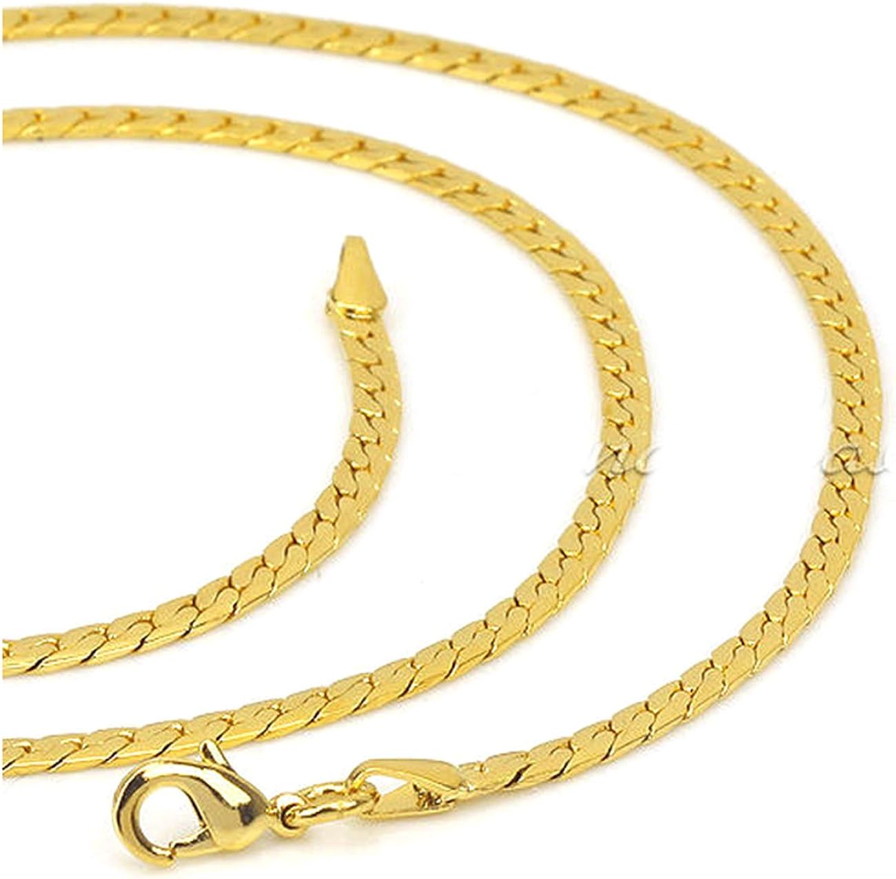 NP JEWELRY 18K Gold Herringbone Link Chain Necklace 2 mm 18" Unisex