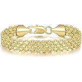 CISSIEPERAL Bracelet 14K Gold Bracelets for Women Gold Bracelets for Women's Widen Chain Bracelet Jewelry Gift for Women 6.5/7/7.5/8/8.5in