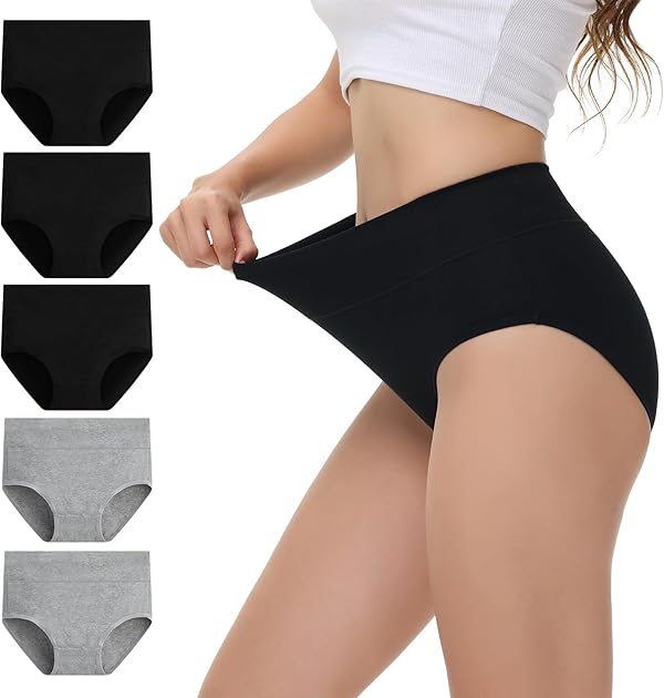 NUOZA Unterhosen Damen Unterwäsche Frauen Baumwolle 5er Pack Bauchweg Slips Hohe Taille Atmungsaktiv Taillenslip Pantys