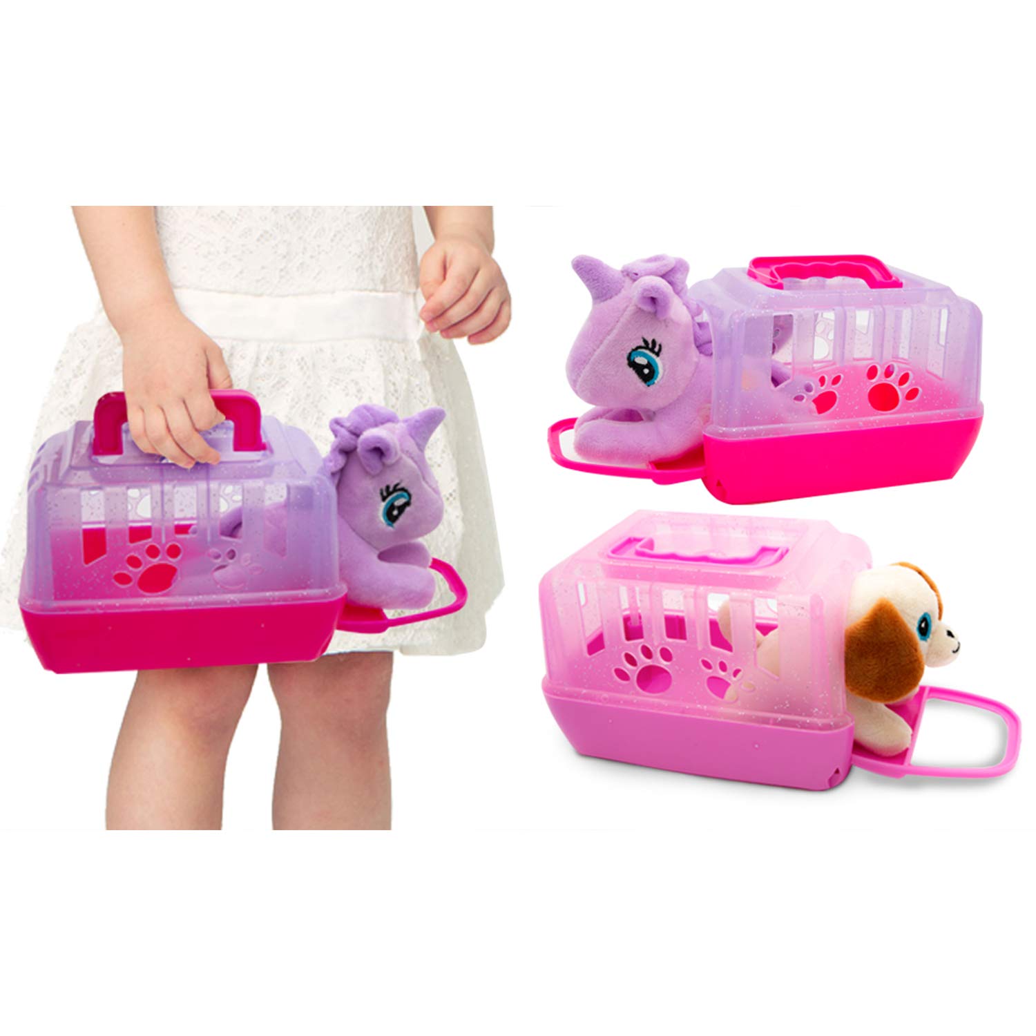 PMS 449095 13CM Unicorn Plush Toy In Plastic Carry Case Assorted
