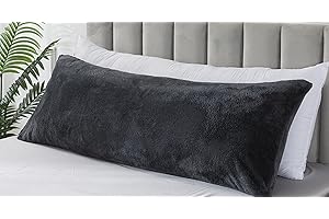 EDUJIN Sherpa Body Pillows for Adults, Ultra Soft Faux Fur Body Pillow Cover with Envelope Closure, Fuzzy 21 x 54 Body Pillow Case, Fluffy Long Body Pillow Sham, 21"x54",Dark Gray