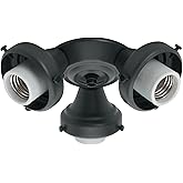 Hunter Three Light Black Fitter for Ceiling Fan - Ceiling Fan Light Kit Base & Replacement, Compatible with Hunter & Casablan