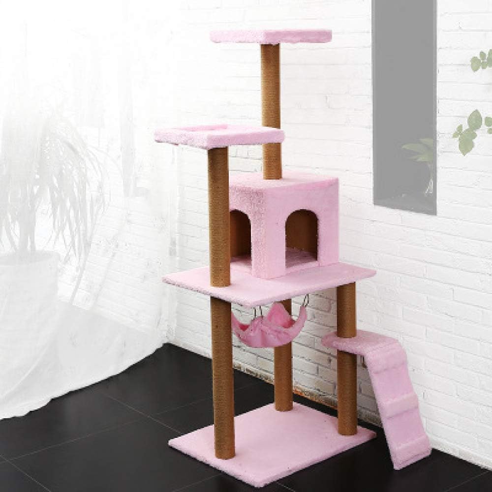 ZDY Large Sisal Cats Tree,Steady Cats House Plush Platform And Soft Hammock,Available In A Variety Of Colors,Pink