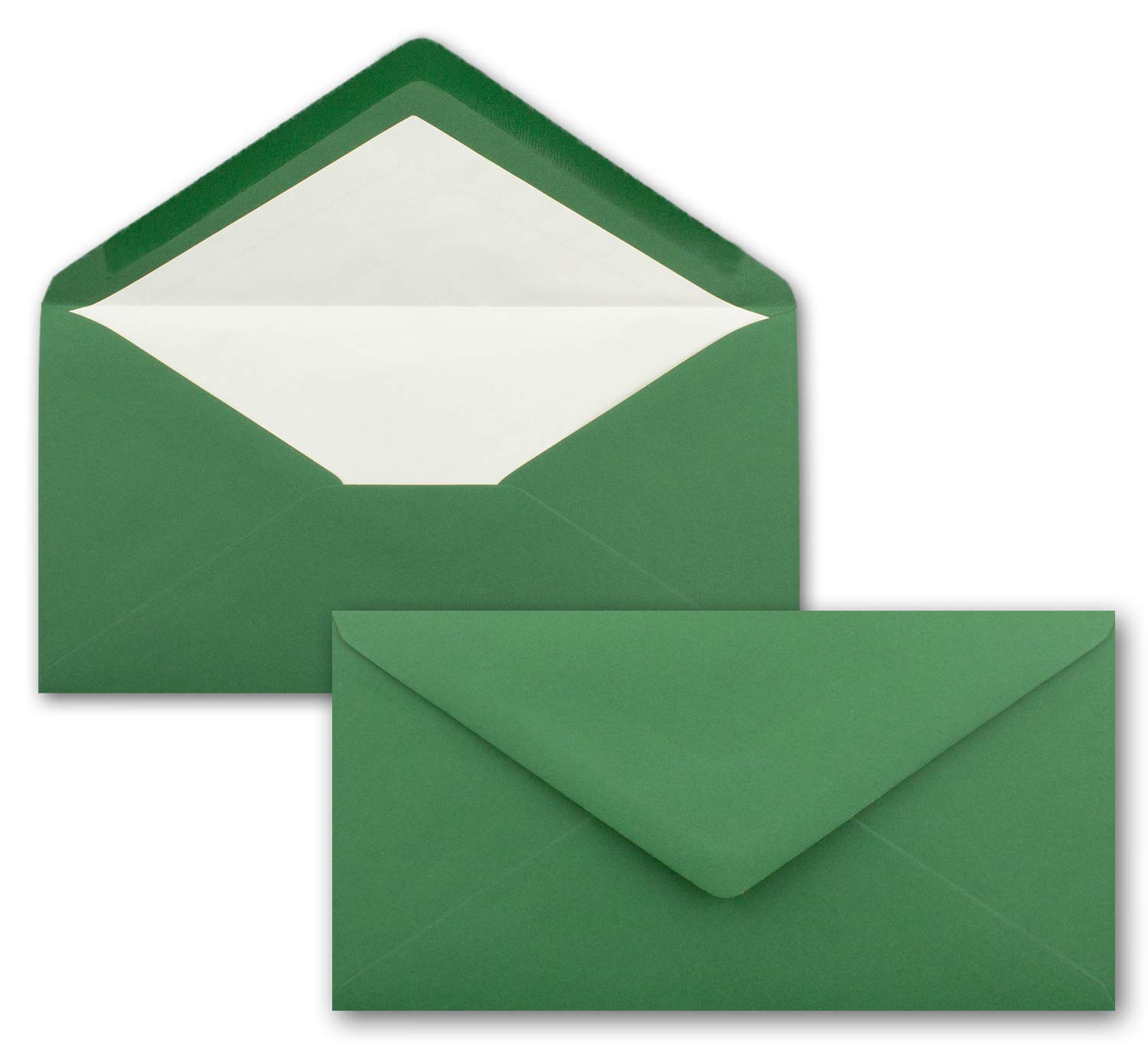 NEUSER PAPIER 100 x DIN long envelopes - dark green with white silk lining - 11x22 cm - 80 g/m² - ideal for invitations, Christmas cards, greeting cards from The Colorful series