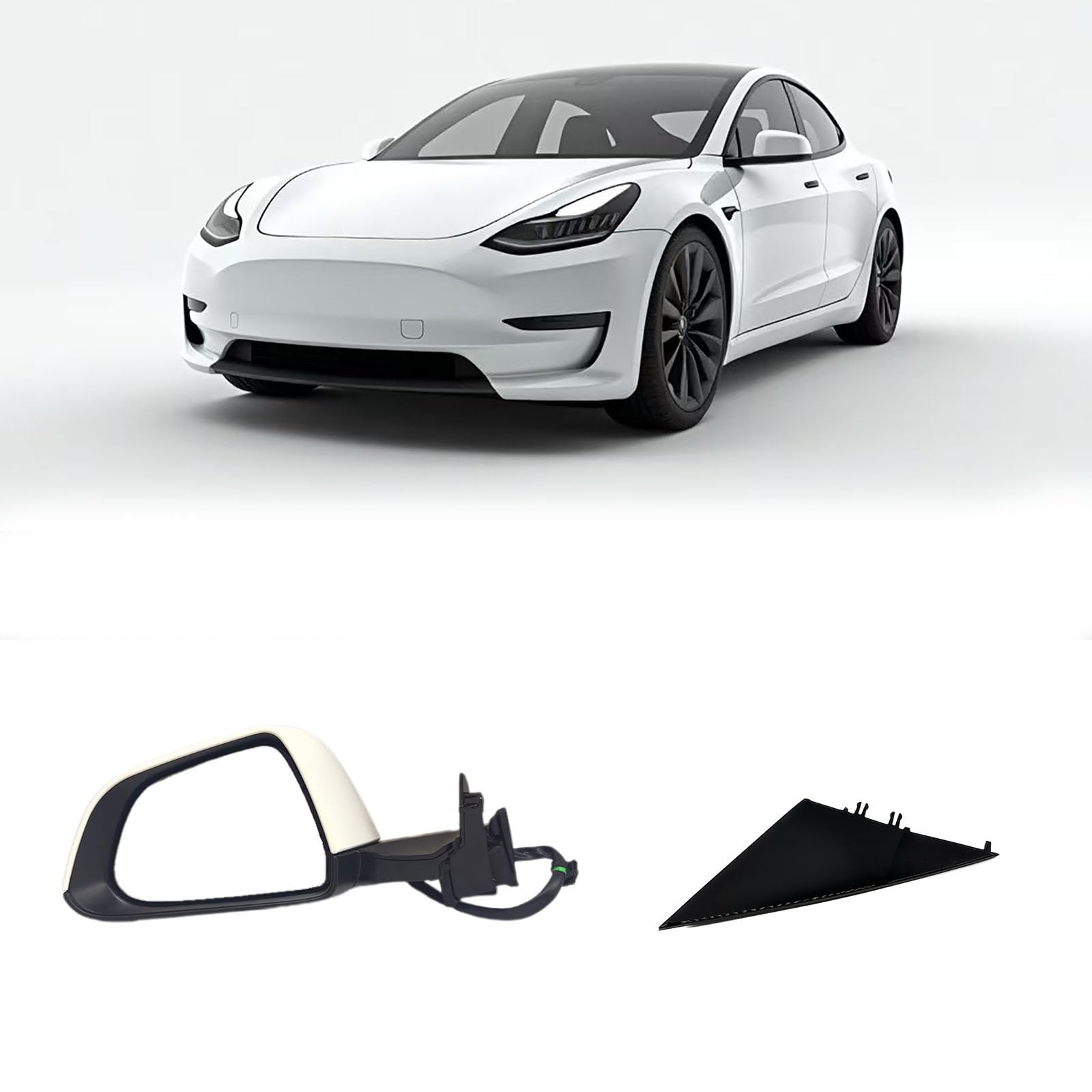 Photo 1 of CEYGXICE Tesla Model 3 Driver Side View Mirror Assembly Compatible with 2017-2025 Left Door Mirror With Memory Recall/Power Folding/Heated Glass/Power Adjusted(White)