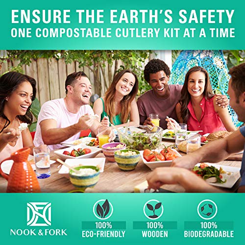 Woodland Premium Disposable Wooden Cutlery Biodegradable Utensils Set