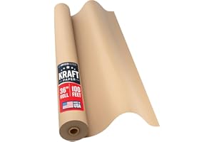 BRYCO GOODS Large Brown Kraft Paper Roll - 36" x 1200" (100 ft) - Made in USA - Ideal for Gift Wrapping, Packing, Moving, Postal, Shipping, Parcel, Wall Art, Crafts, Bulletin Boards, Floor Cover or Table Runner