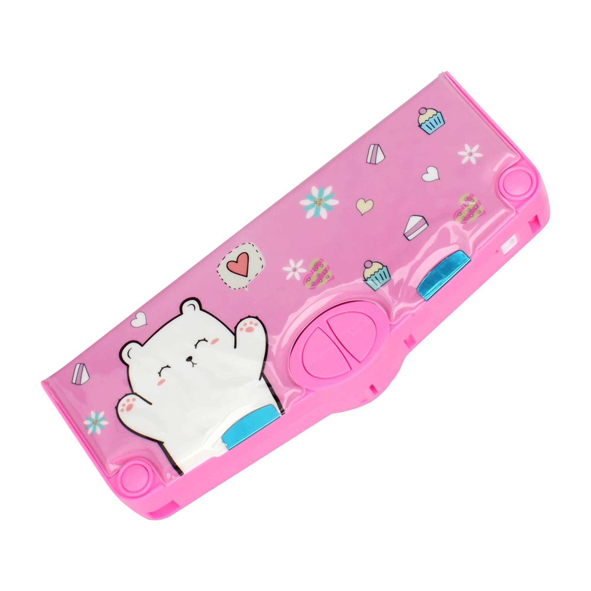 Aisi Student Multifunction Pen Pencil Case with 2 Compartments Cute Cartoon Pattern Stationery Set (7483+Style 1)