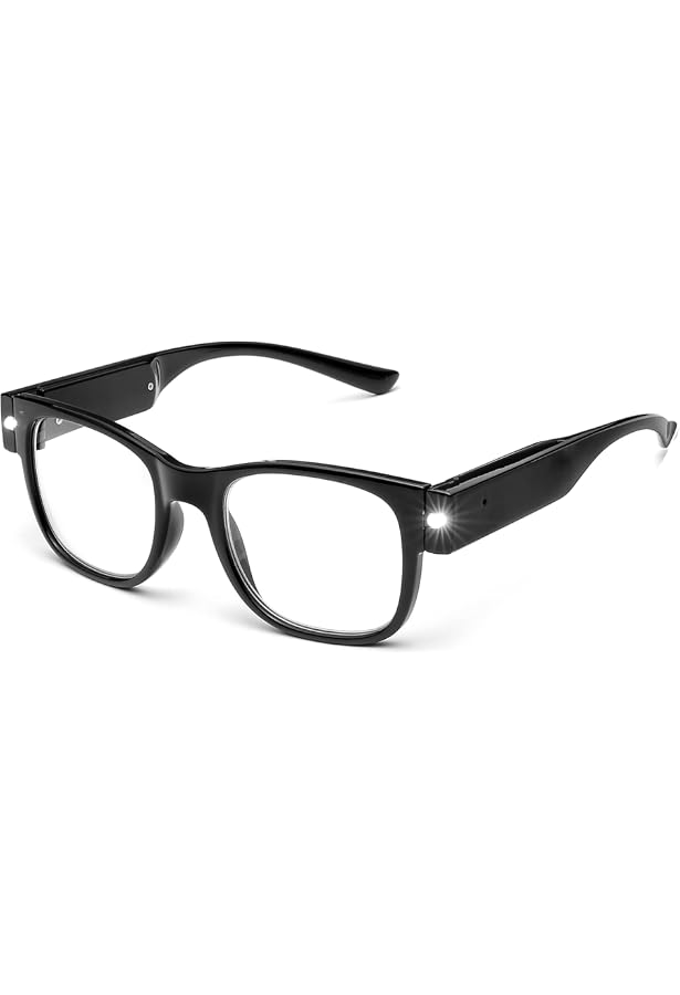 Foster Grant LightSpecs LED Reading Glasses - Black Frame, Lighted Lenses, Unisex