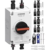 CNLONQ Solar PV Disconnect Switch 32 Amp DC1500V Rapid Shutoff Isolator Switch 1in 1out with Plug & Play Connector and IP66 Waterproof for Rooftop Solar Home Systems, RVs and Boats