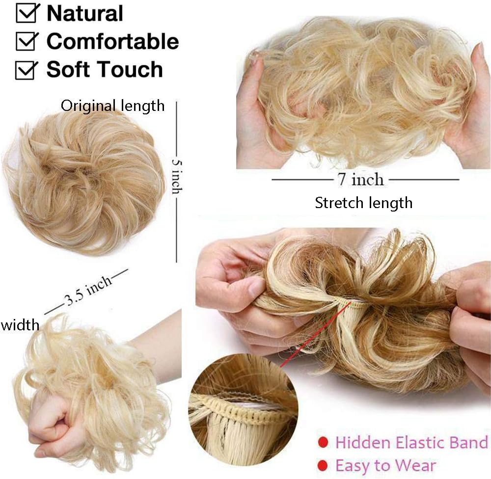 Messy Hair Bun Hair-Scrunchies Extension Curly Wavy Thick Synthetic Chignon for women Updo Hairpiece Ponytail HairAccessories Purple - Image 5