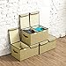 EZOWare Large Storage Boxes [3-Pack] Large Linen Fabric Foldable Storage Cubes Bin Box Containers with Lid and Handles for Nursery, Closet, Kids Room, Toys, Baby Products (Beige)