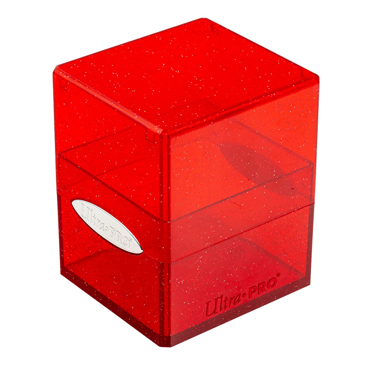 Ultra PRO - Satin Cube 100+ Standard Size Card Deck Box (Red Glitter) - Protect Your Gaming Cards, Sports Cards or Collectible Cards In Ultra Pro's Stylish Glitter Deck Box