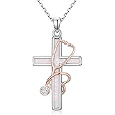 YYmqmq Nurse Stethoscope Necklace 925 Sterling Silver Stethoscope Pendant Jewelry Nurse Gifts for Women Girlfriend Nurses