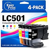LC501 Ink Cartridges Compatible for Brother Printer MFC-J1360DW MFC-J1410DW | Replacment for LC501 Ink Cartridges for Brother Printer for MFC-J1410DW MFC J1360DW J1260W J1260DW J1410DW Printer, 4 Pack