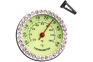 idain Car Dashboard Thermometer - Mini Vehicle Thermometer Decoration Air Vent Cilp (Pink)